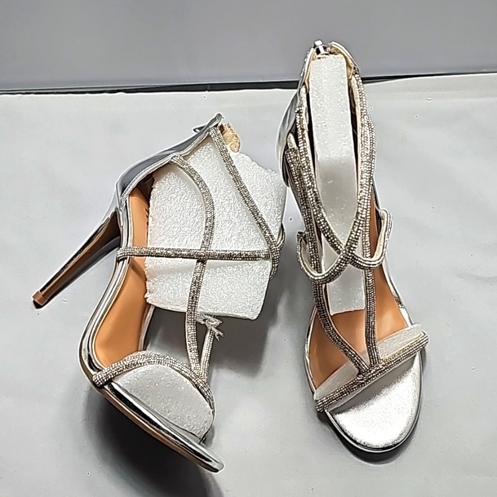 New INC Silver Cryatal Heels size 7M